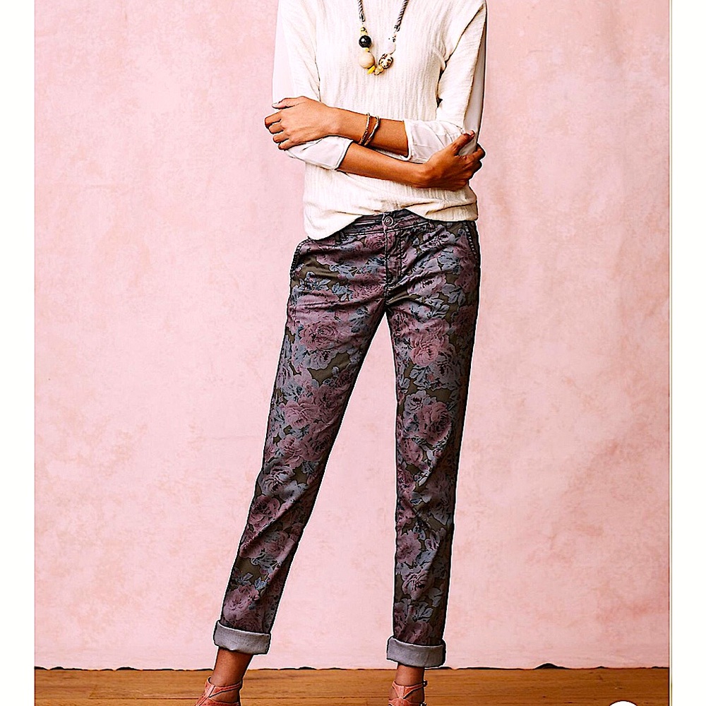 ANTHROPOLOGIE Pilcro Hyphen Floral Chinos